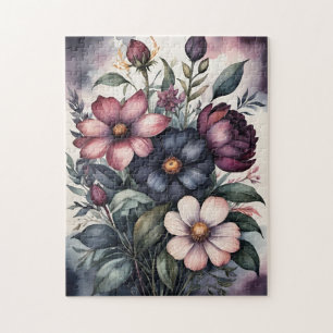 Puzzle Motif floral aquarelle botanique vintage lunatique