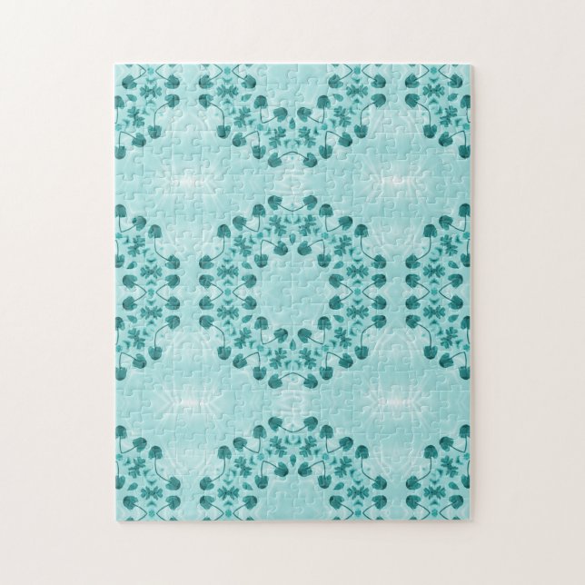 Puzzle Motif floral, bleu Turquoise (Vertical)