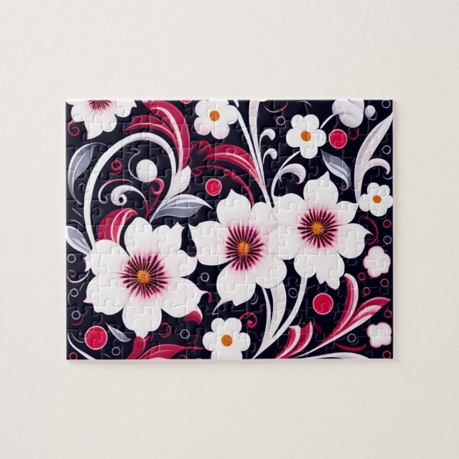 Puzzle Motif floral Fleurs blanches mignonnes (Horizontal)