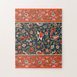Puzzle Motif floral indo-persan bohème vintage rouge