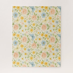 Puzzle Motif floral vintage coloré avec papillons