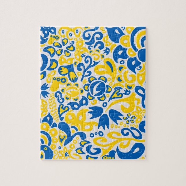 Puzzle Motif folklorique aux couleurs du drapeau ukrainie (Vertical)