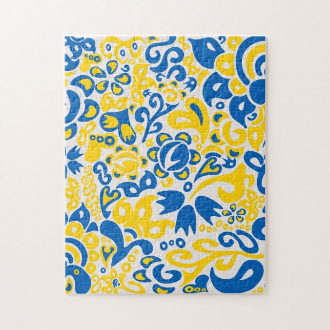 Puzzle Motif folklorique aux couleurs du drapeau ukrainie (Vertical)