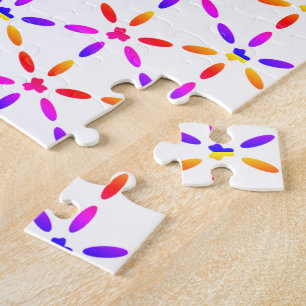 Puzzle Motif géométrique coloré sur fond blanc