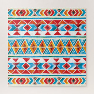 Puzzle Motif géométrique ethnique aquarelle.