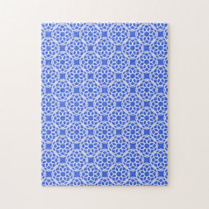 Puzzle Motif géométrique sans couture bleu blanc