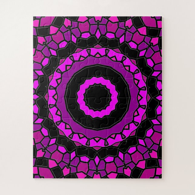 Puzzle Motif kaléidoscope rose et noir (Vertical)