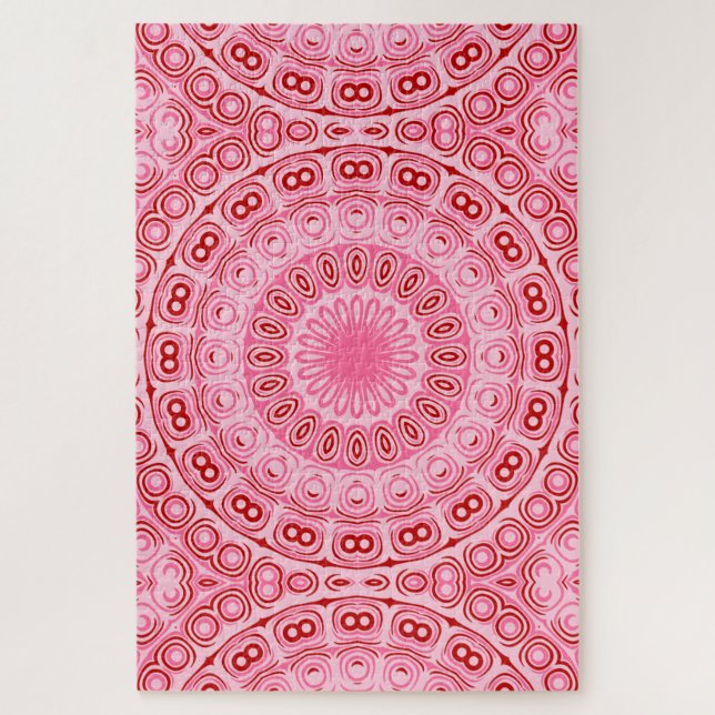Puzzle Motif Mandala Rouge et Rose (Vertical)