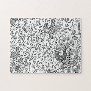 Puzzle Motif moderne Boho noir et blanc