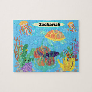 Puzzle Motif nautique pour enfants avec un océan bleu viv