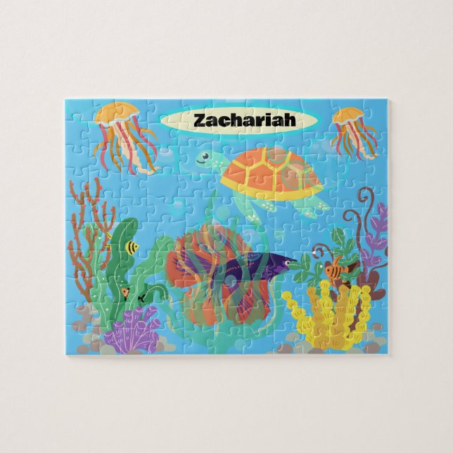 Puzzle Motif nautique pour enfants avec un océan bleu viv (Horizontal)