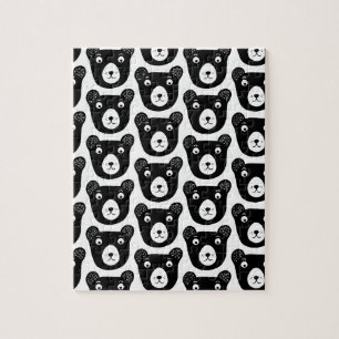 Puzzle Motif noir et blanc mignon d'illustration d'ours