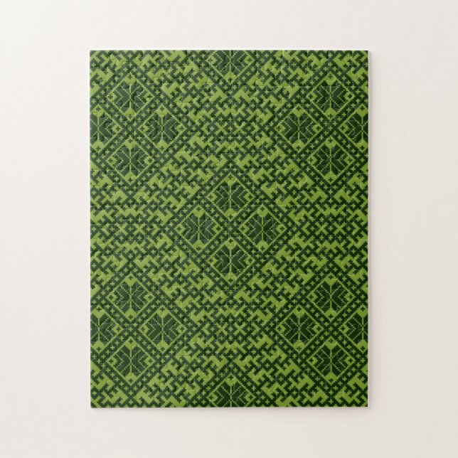 Puzzle Motif nordique géométrique en vert (Vertical)
