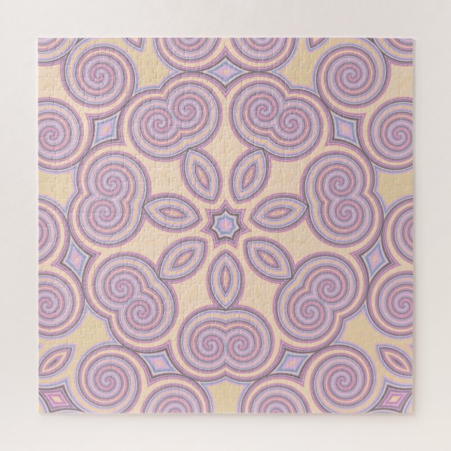 Puzzle Motif Pastel Pink & Purple Kaleidoscope (Vertical)