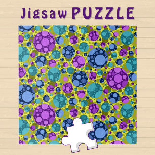 Puzzle Motif pois en bleu rose Turquoise -