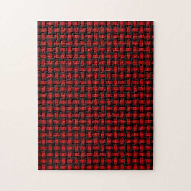 Puzzle Motif Red Black Weaver (Vertical)