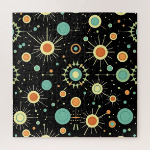Puzzle Motif Rétro Atomique en Explosion de Style Milieu