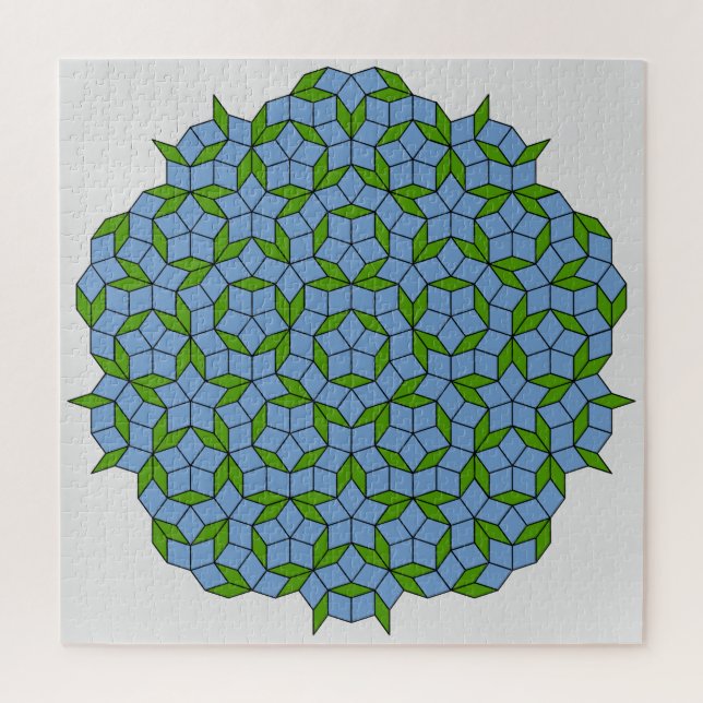 Puzzle Motif Rhombus Penrose vert et bleu (Vertical)
