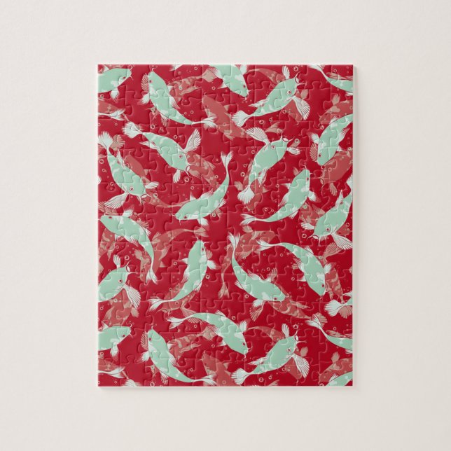 Puzzle Motif rouge et vert - Koi Fish (Vertical)