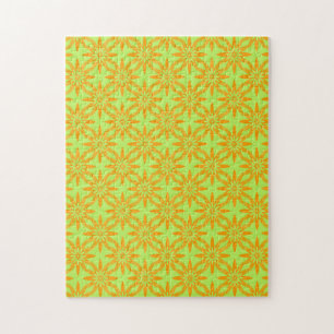 Puzzle Motif sans couture de fleurs vertes orange