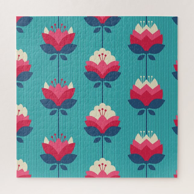 Puzzle Motif sans couture rétro à fleurs. (Vertical)