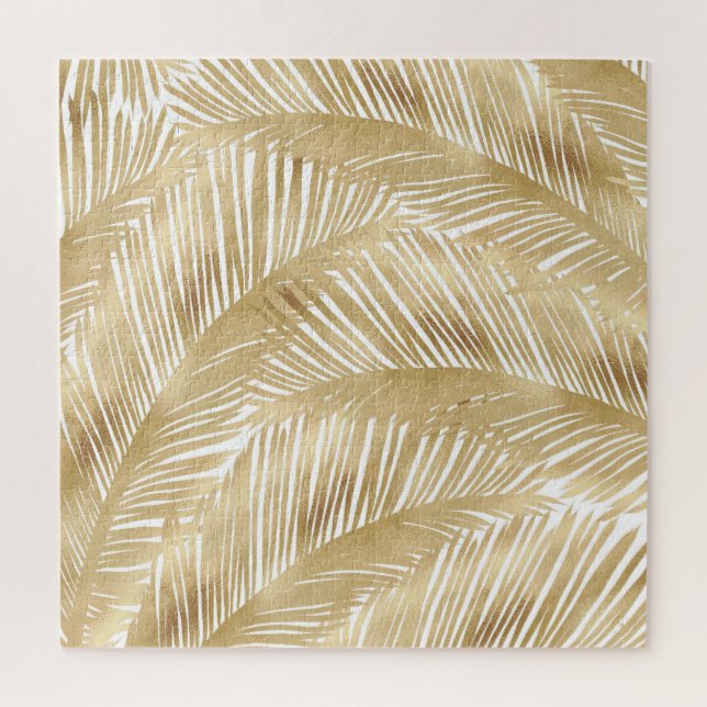 Puzzle Motif Tropical de feuille d'or moderne (Vertical)