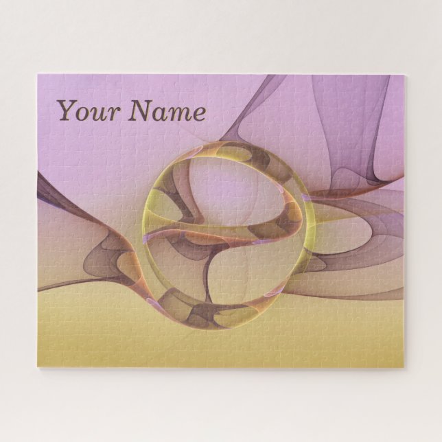 Puzzle Motions Abstraites Moderne rose Or Nom fractal (Horizontal)