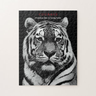 Puzzle Motivational Courage Tiger noir blanc