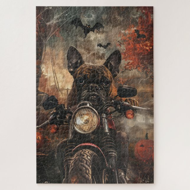 Puzzle Moto à cheval Boxer Halloween effrayant (Vertical)
