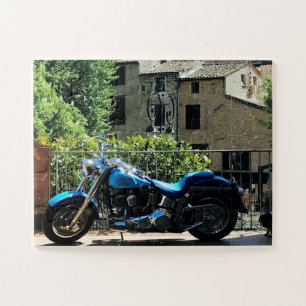 Puzzle Moto bleue en Valbonne France