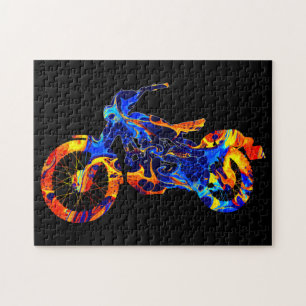 PUZZLE MOTO MÉLANGE COLORÉ PEINTURE NEON 