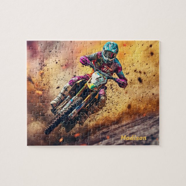 Puzzle Motocross de nom personnalisé (Horizontal)