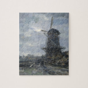 Puzzle Moulin à vent néerlandais dans le clair de lune