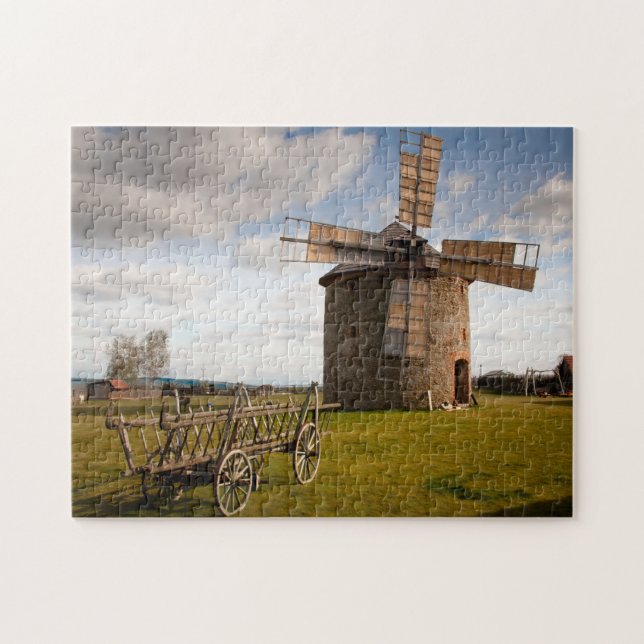 Puzzle Moulin néerlandais avec ciel bleu clair (Horizontal)