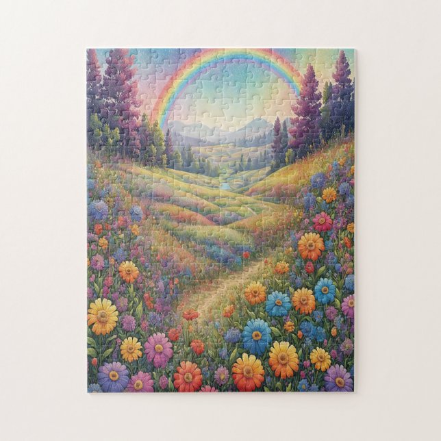Puzzle Mountains Flowers Rainbow (Vertical)