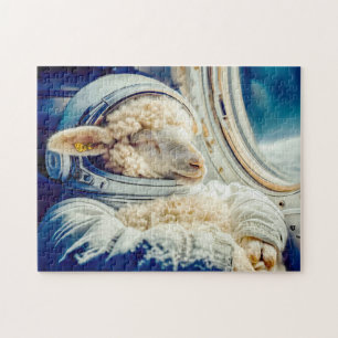 Puzzle Mouton en combinaison d'astronaute flottant dans l
