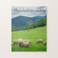 Moutons dans l'prairie sous la montagne