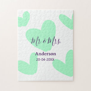 Puzzle Mr & Mme ajoutent le nom de famille date année cad