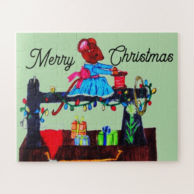 PUZZLE MS. MOUSE MAKES A SANTA HAT  (Horizontal)