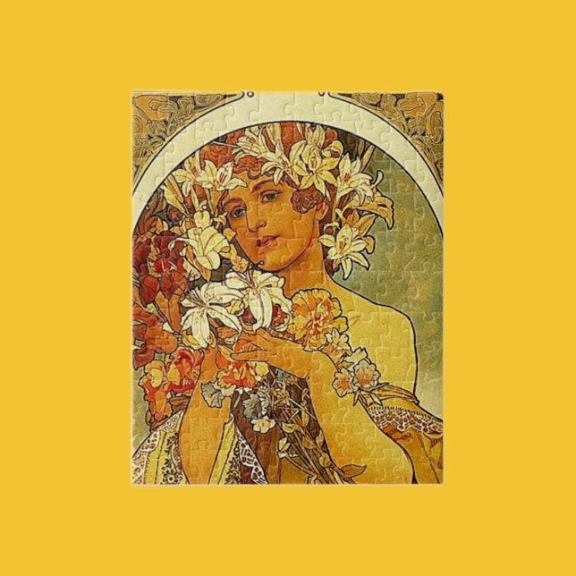 Puzzle Mucha Art Nouveau femme avec lis (Créateur téléchargé)