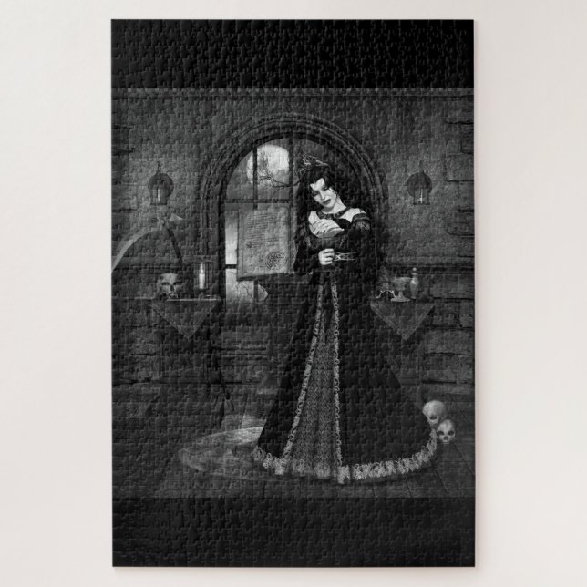 Puzzle mujer vampire gotico blanco y Negro (Vertical)