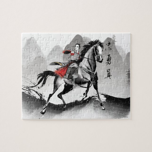 Puzzle Mulan En Armor Riding Vent Noir Aquarelle (Horizontal)