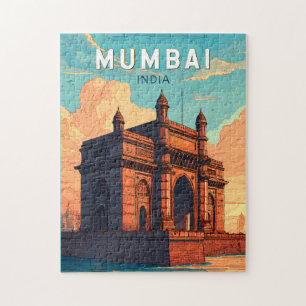Puzzle Mumbai Inde Illustration Voyage Art Vintage