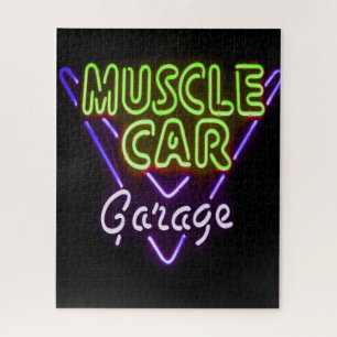 Puzzle Museau Garage Neon Signal bleu vert