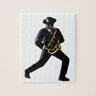 Puzzle Musicien de jazz jouant le saxophone Scratchboard