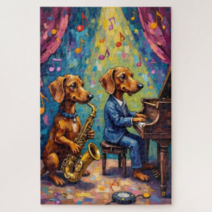 Puzzle Musique de groupe de jazz Funny Dachshund Amour de