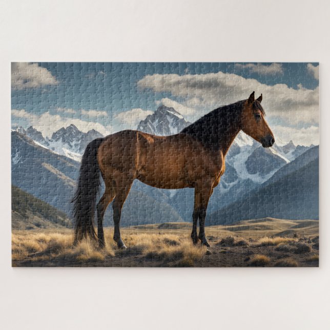 Puzzle Mustang et Montagnes (Horizontal)