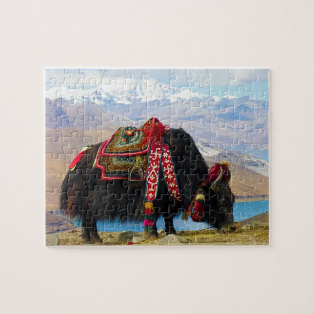 Puzzle Mutus de Bos de grunniens de Bos de yaks au lac (Horizontal)