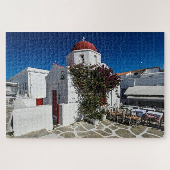 Puzzle Mykonos Grèce Travel - Church Cafe Europe Tourisme (Horizontal)