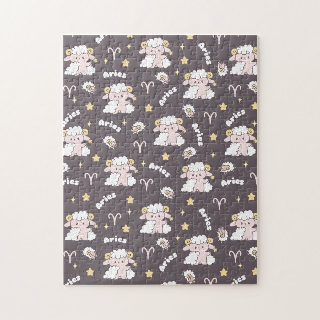 Puzzle Mystic Aries Zodiac Night Bunny et Ram (Vertical)